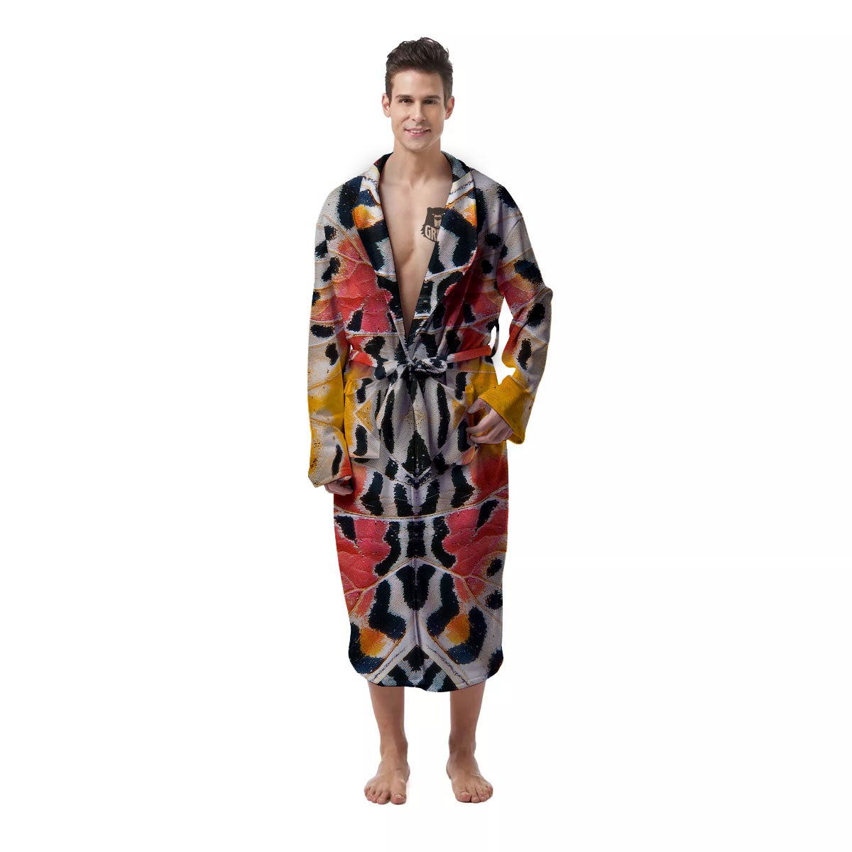 Butterfly Wings Orange Monarch Print Men's Robe-grizzshop