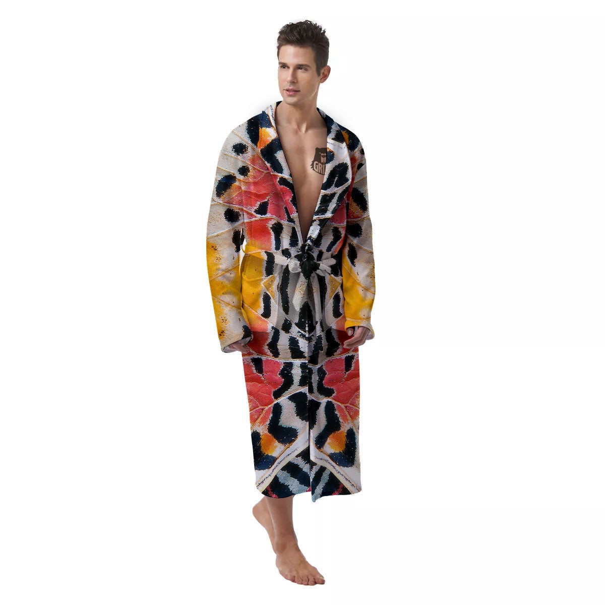 Butterfly Wings Orange Monarch Print Men's Robe-grizzshop