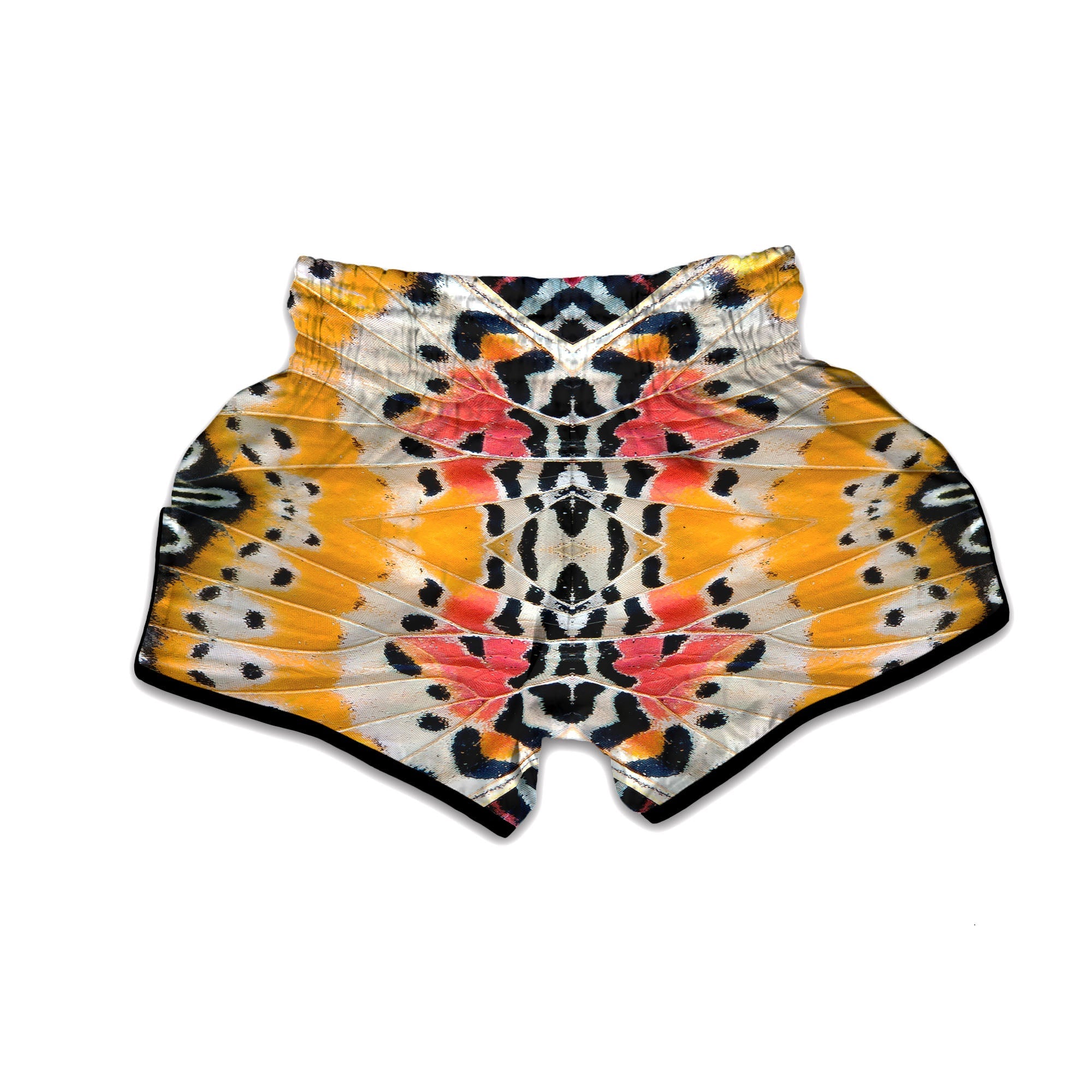 Butterfly Wings Orange Monarch Print Muay Thai Boxing Shorts-grizzshop