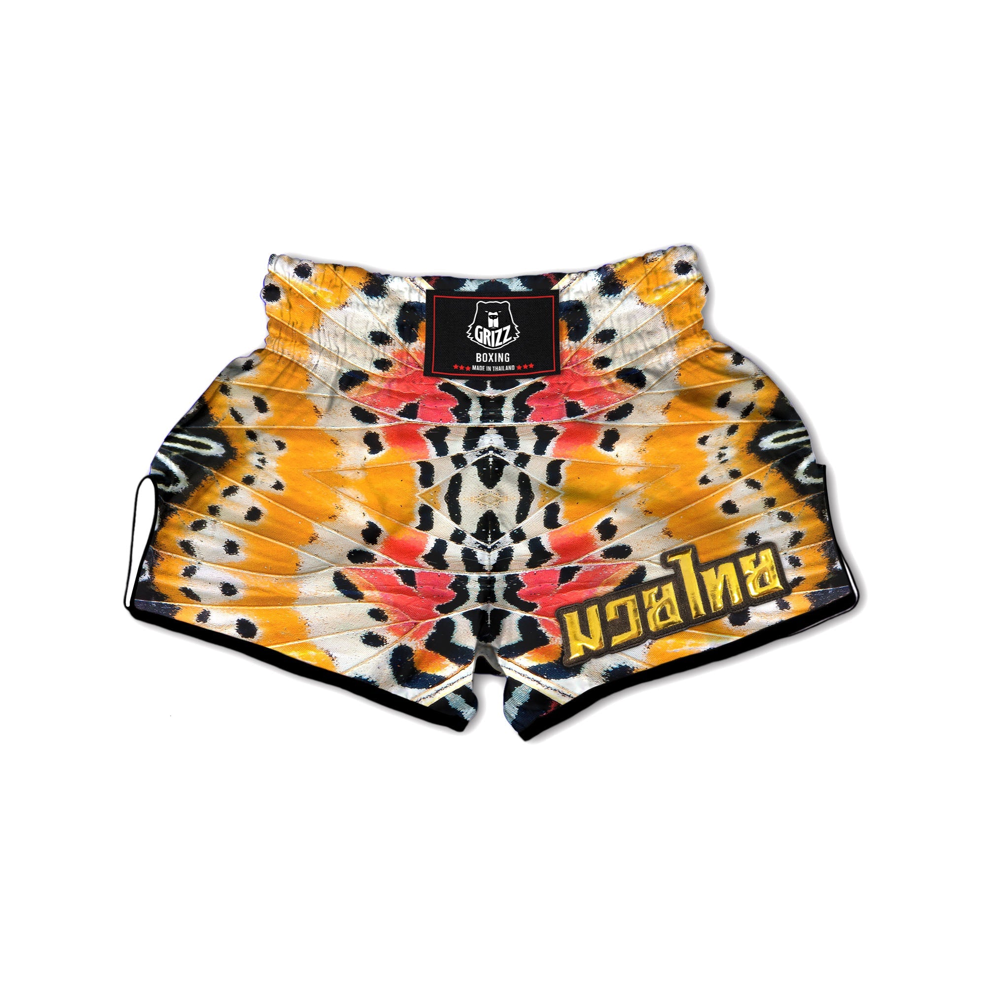 Butterfly Wings Orange Monarch Print Muay Thai Boxing Shorts-grizzshop
