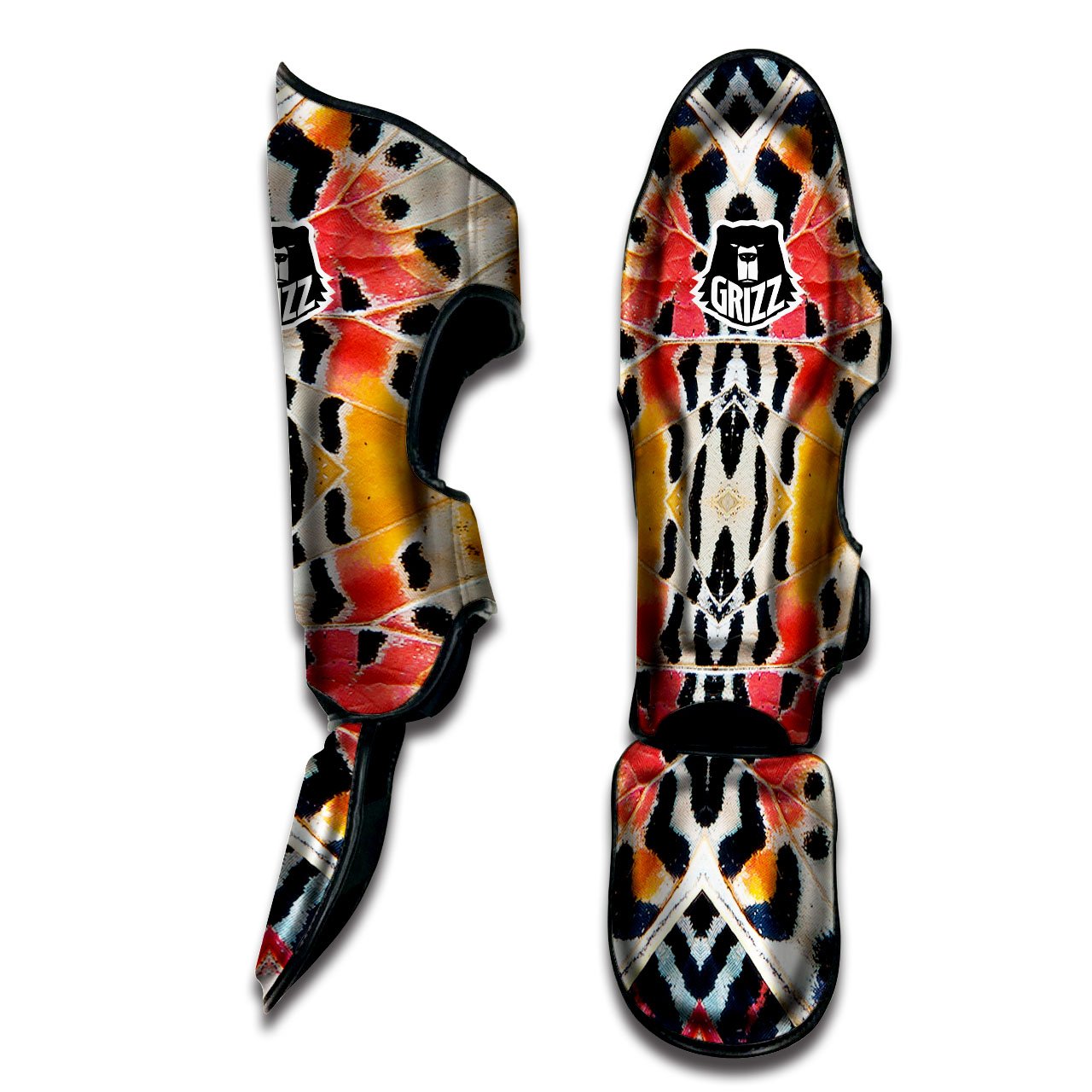 Butterfly Wings Orange Monarch Print Muay Thai Shin Guards-grizzshop