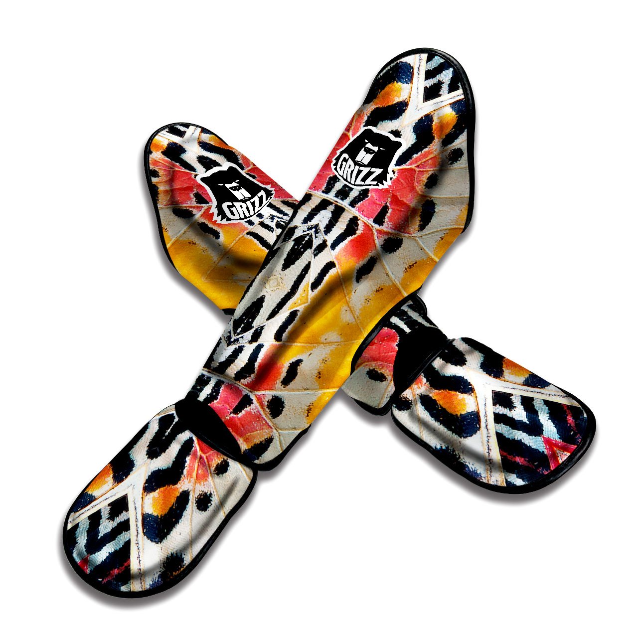 Butterfly Wings Orange Monarch Print Muay Thai Shin Guards-grizzshop