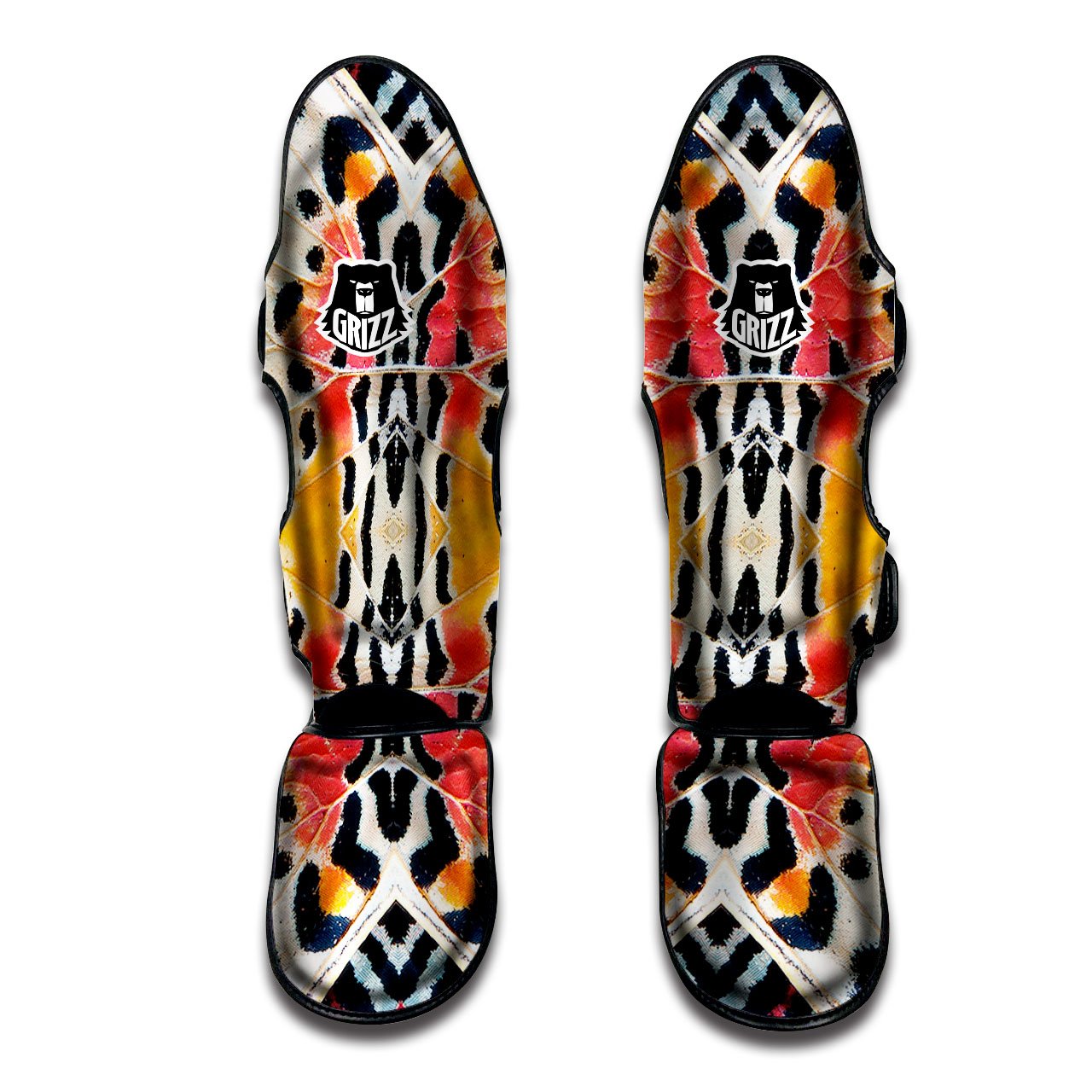 Butterfly Wings Orange Monarch Print Muay Thai Shin Guards-grizzshop