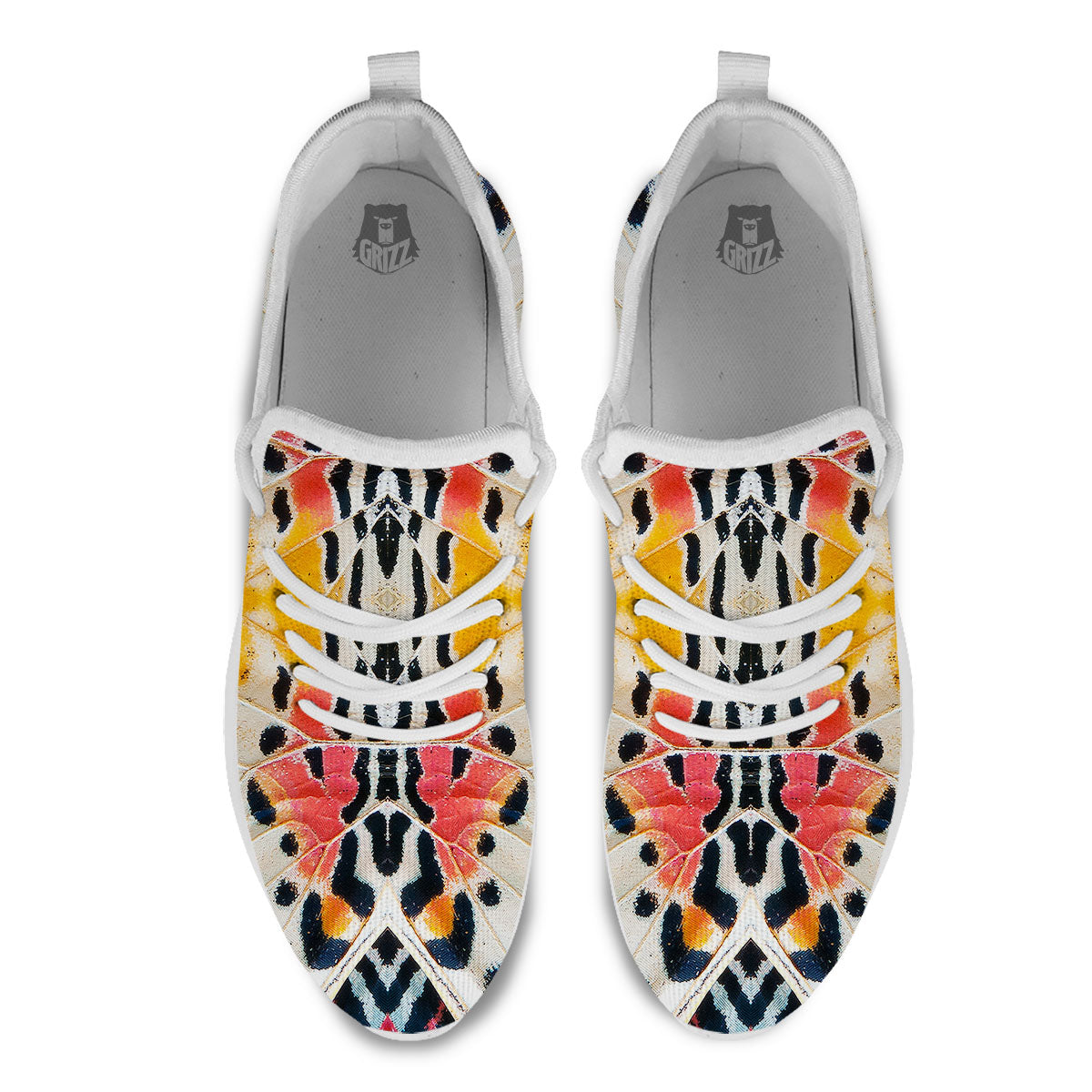 Butterfly Wings Orange Monarch Print White Athletic Shoes-grizzshop