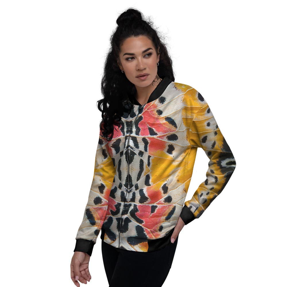 Butterfly Wings Orange Monarch Print Women's Bomber Jacket-grizzshop