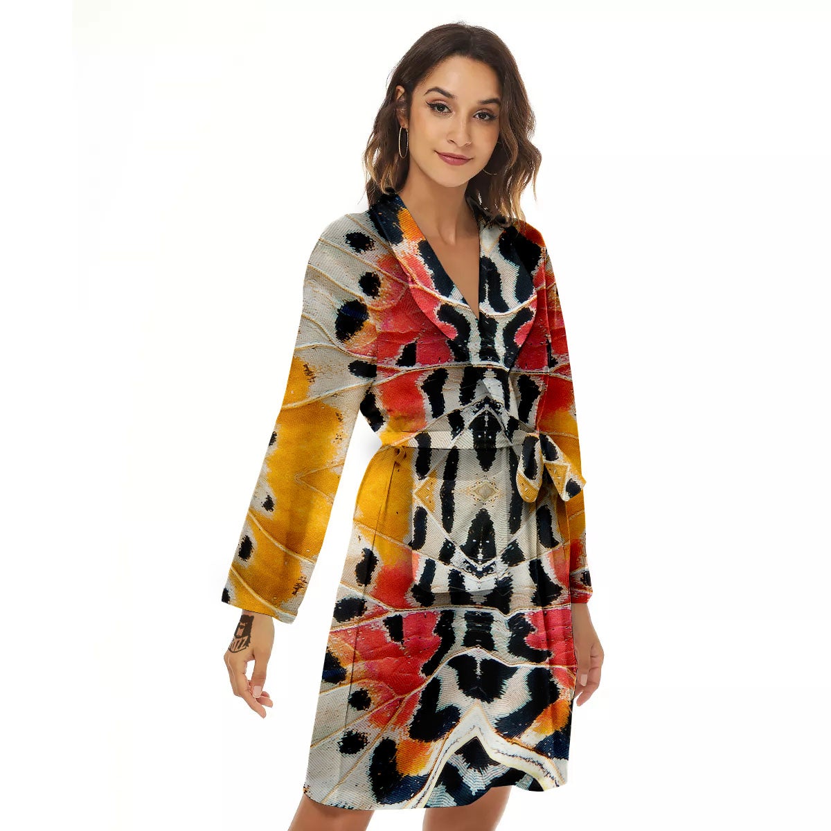 Butterfly Wings Orange Monarch Print Women's Robe-grizzshop