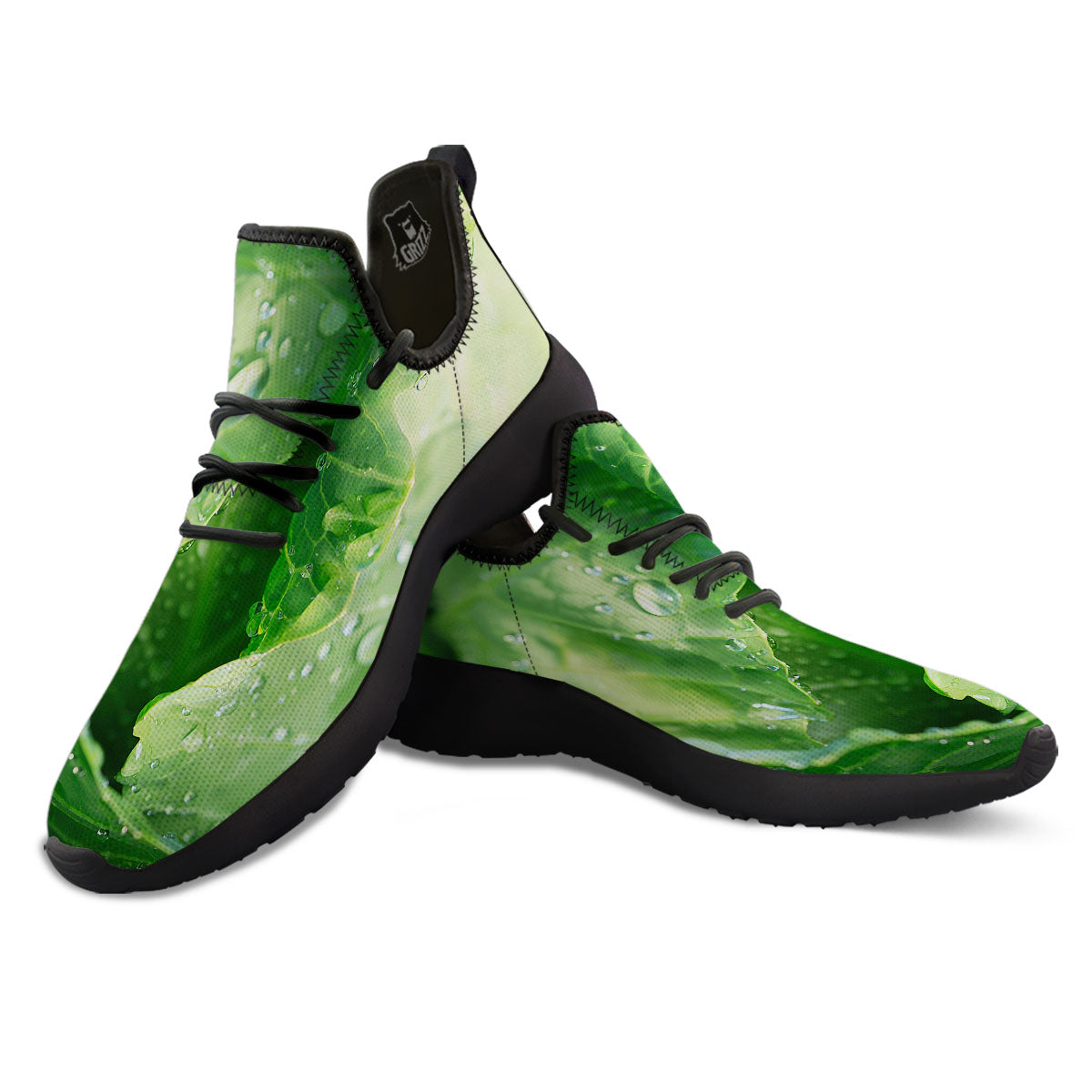 Cabbage Fresh Leaf Print Black Athletic Shoes-grizzshop