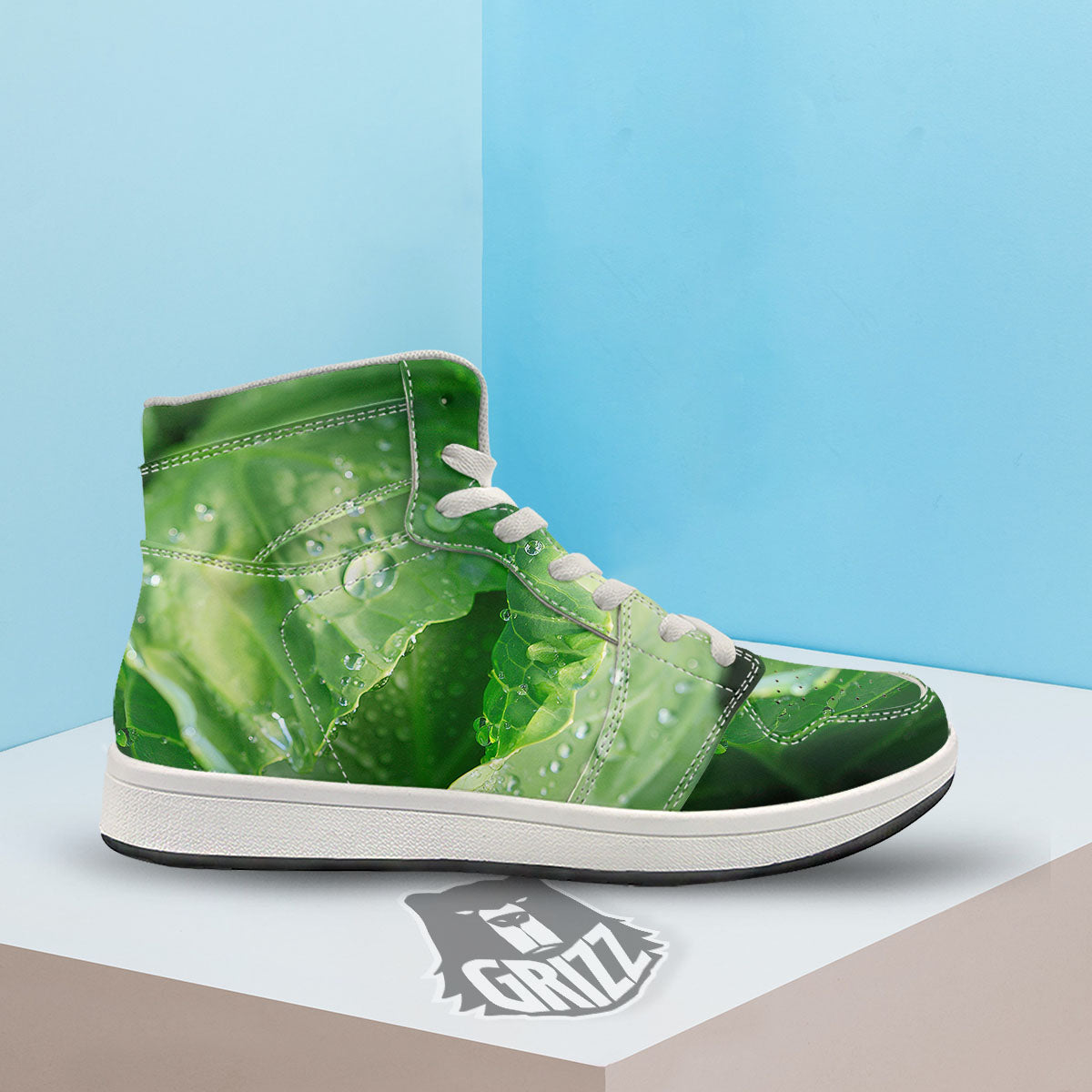 Cabbage Fresh Leaf Print High Top Sneakers-grizzshop