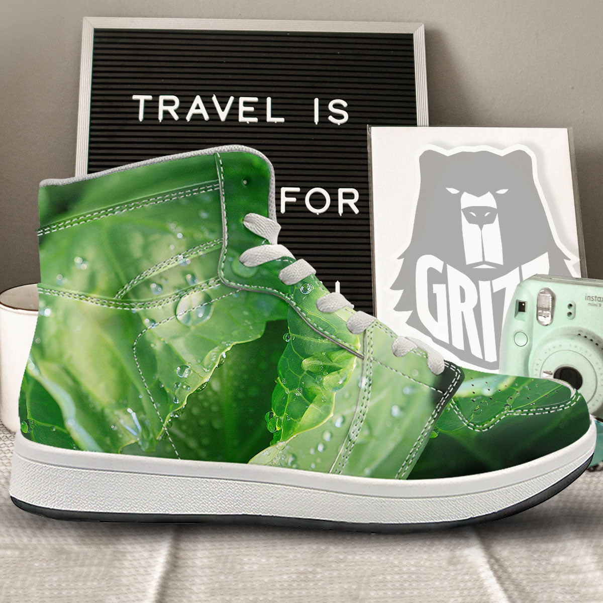 Cabbage Fresh Leaf Print High Top Sneakers-grizzshop