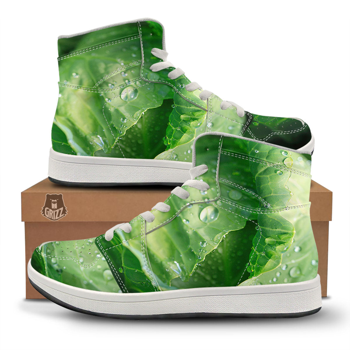 Cabbage Fresh Leaf Print High Top Sneakers-grizzshop