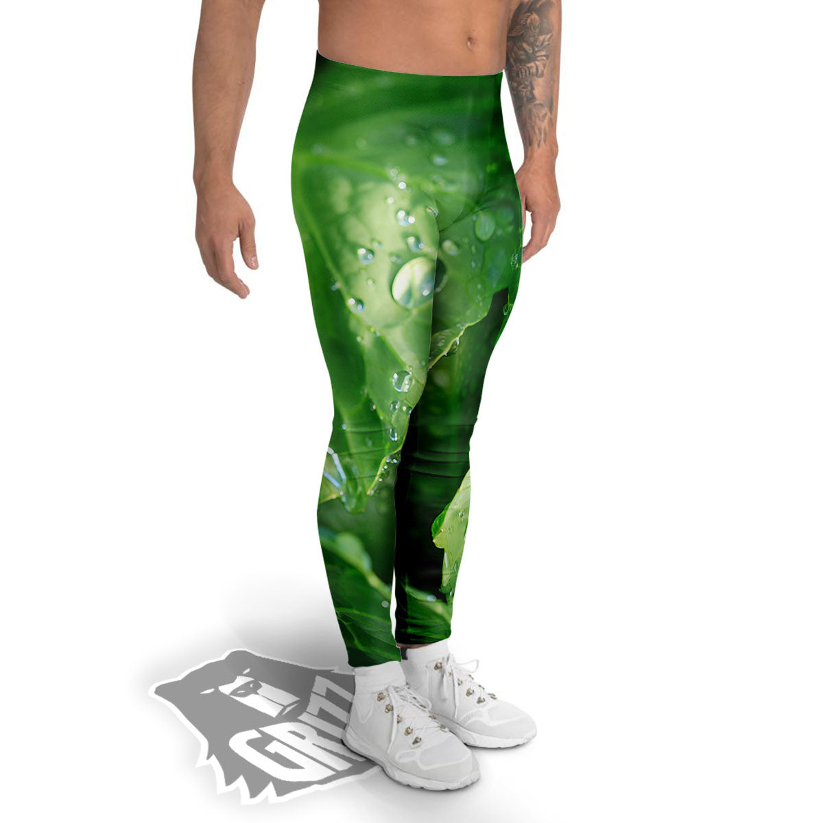 Cabbage Fresh Leaf Print Men's Leggings-grizzshop