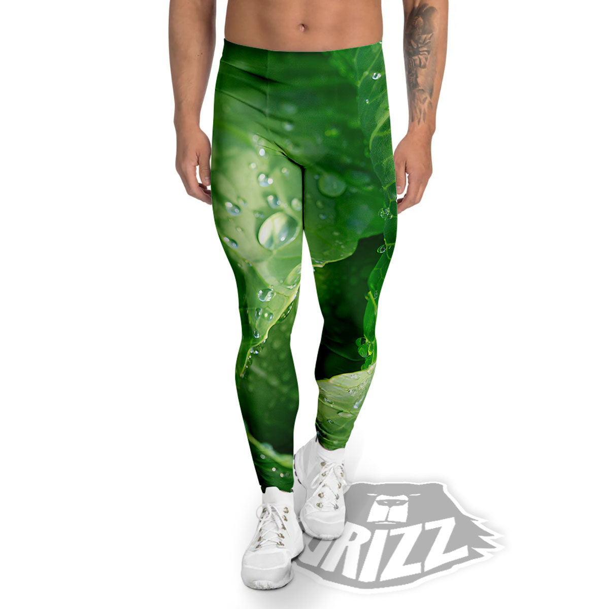 Cabbage Fresh Leaf Print Men's Leggings-grizzshop