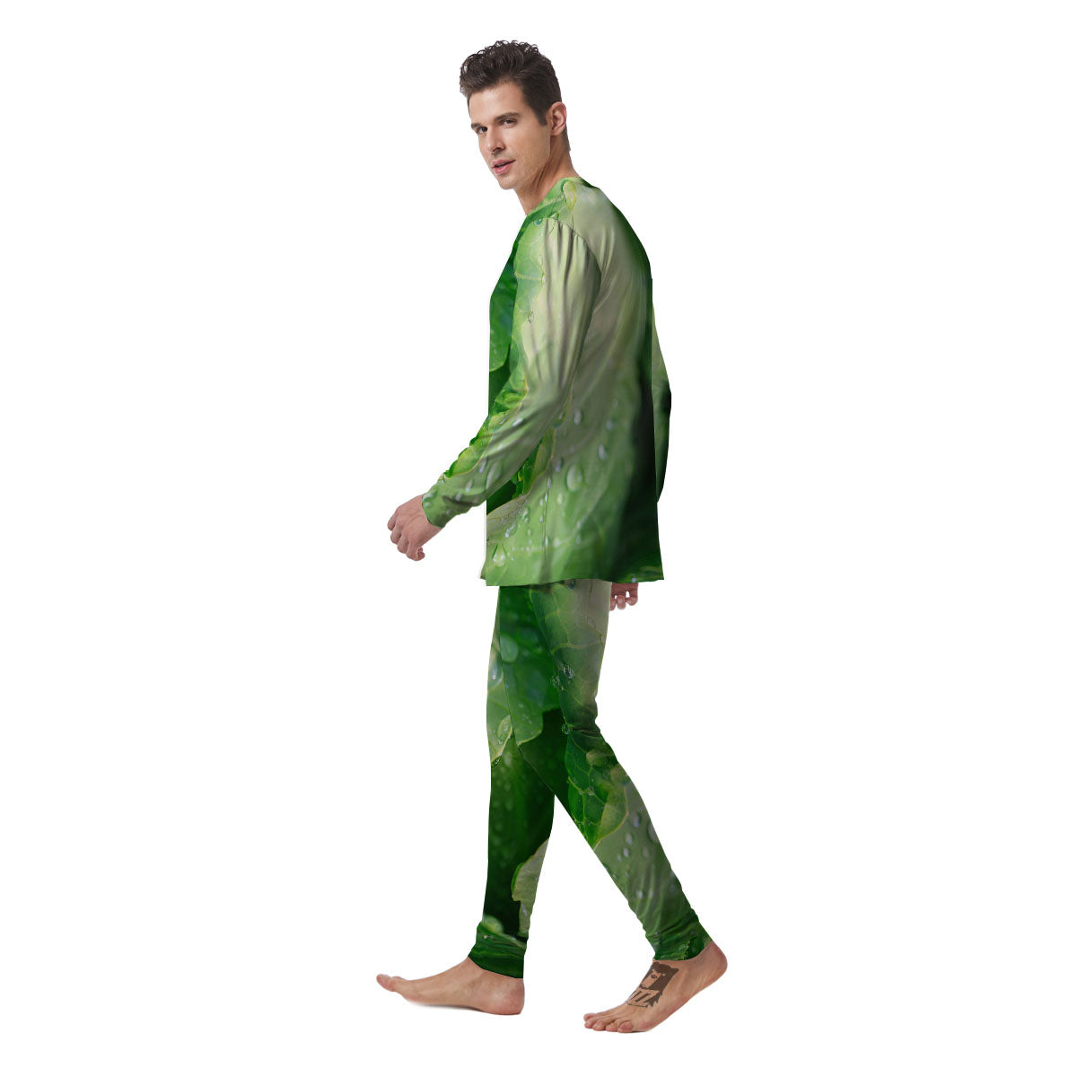 Cabbage Fresh Leaf Print Men's Pajamas-grizzshop