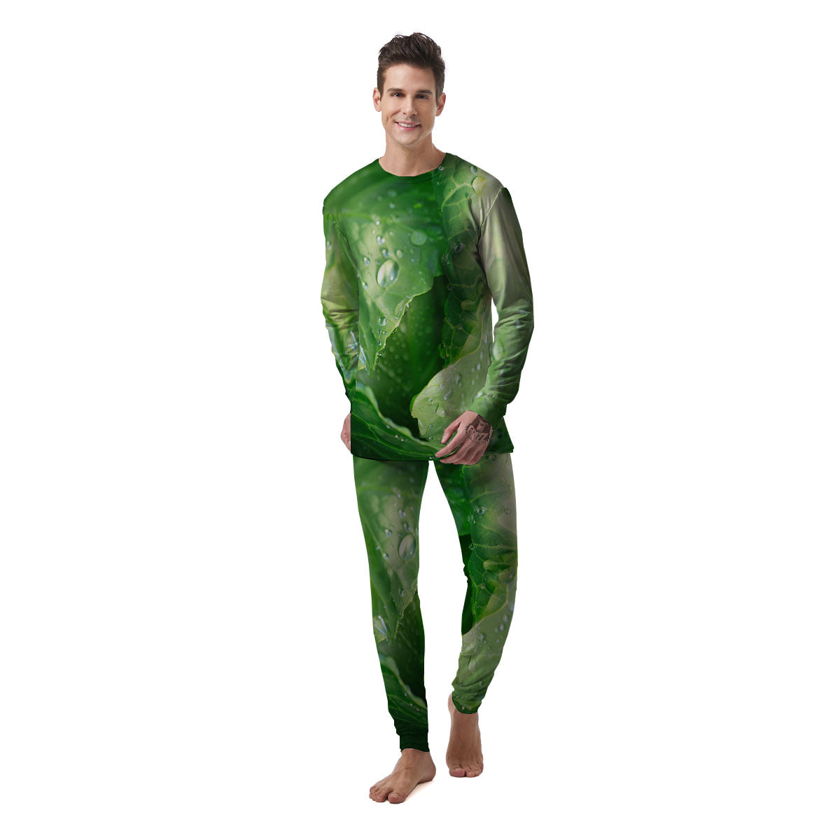 Cabbage Fresh Leaf Print Men's Pajamas-grizzshop