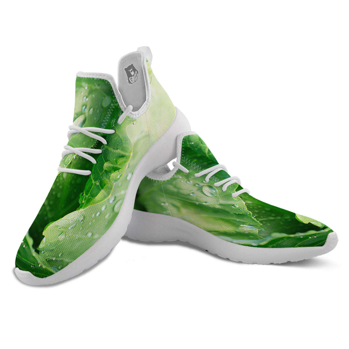 Cabbage Fresh Leaf Print White Athletic Shoes-grizzshop