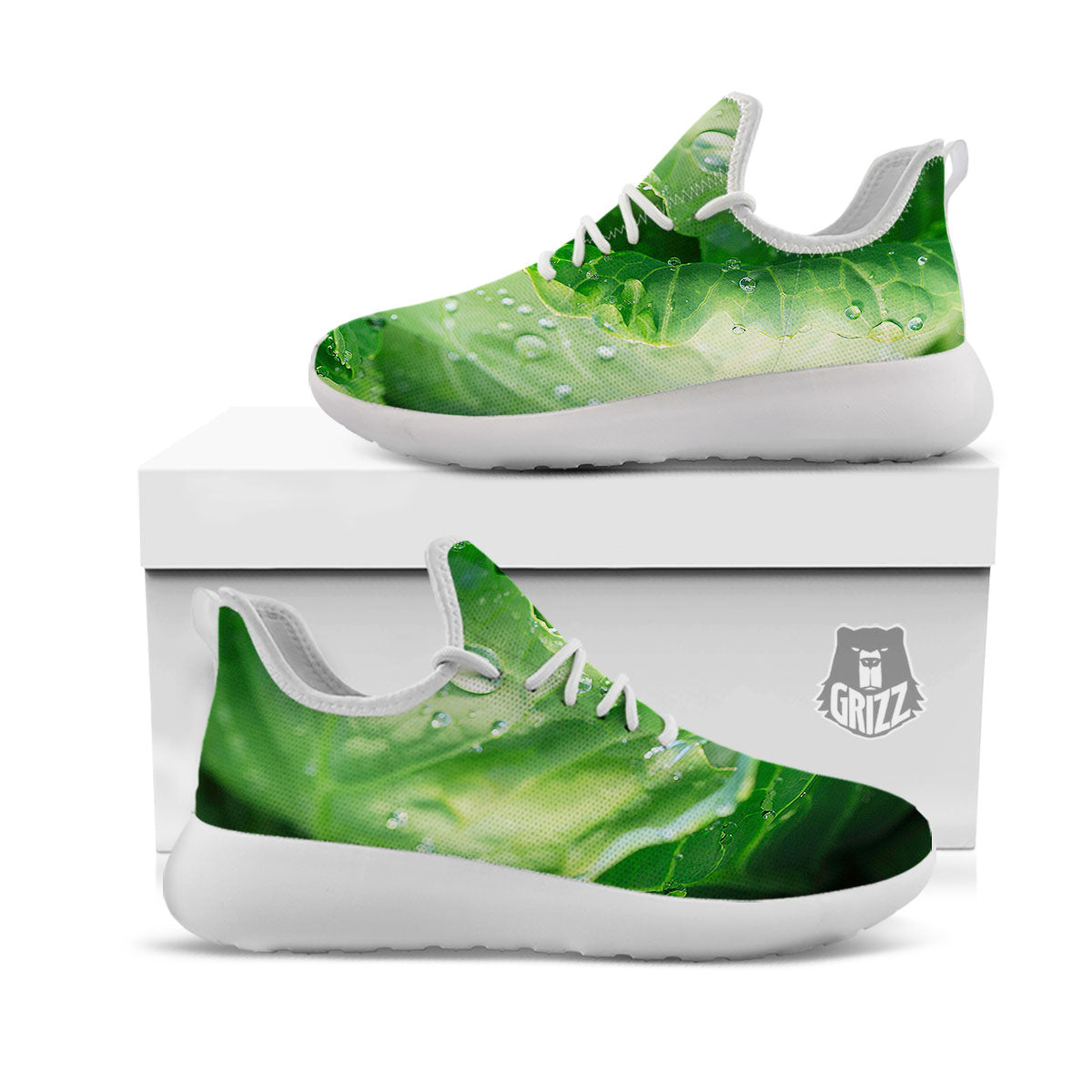 Cabbage Fresh Leaf Print White Athletic Shoes-grizzshop
