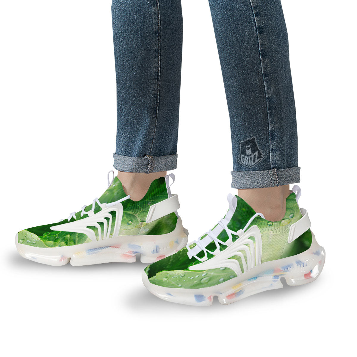 Cabbage Fresh Leaf Print White Gym Shoes-grizzshop