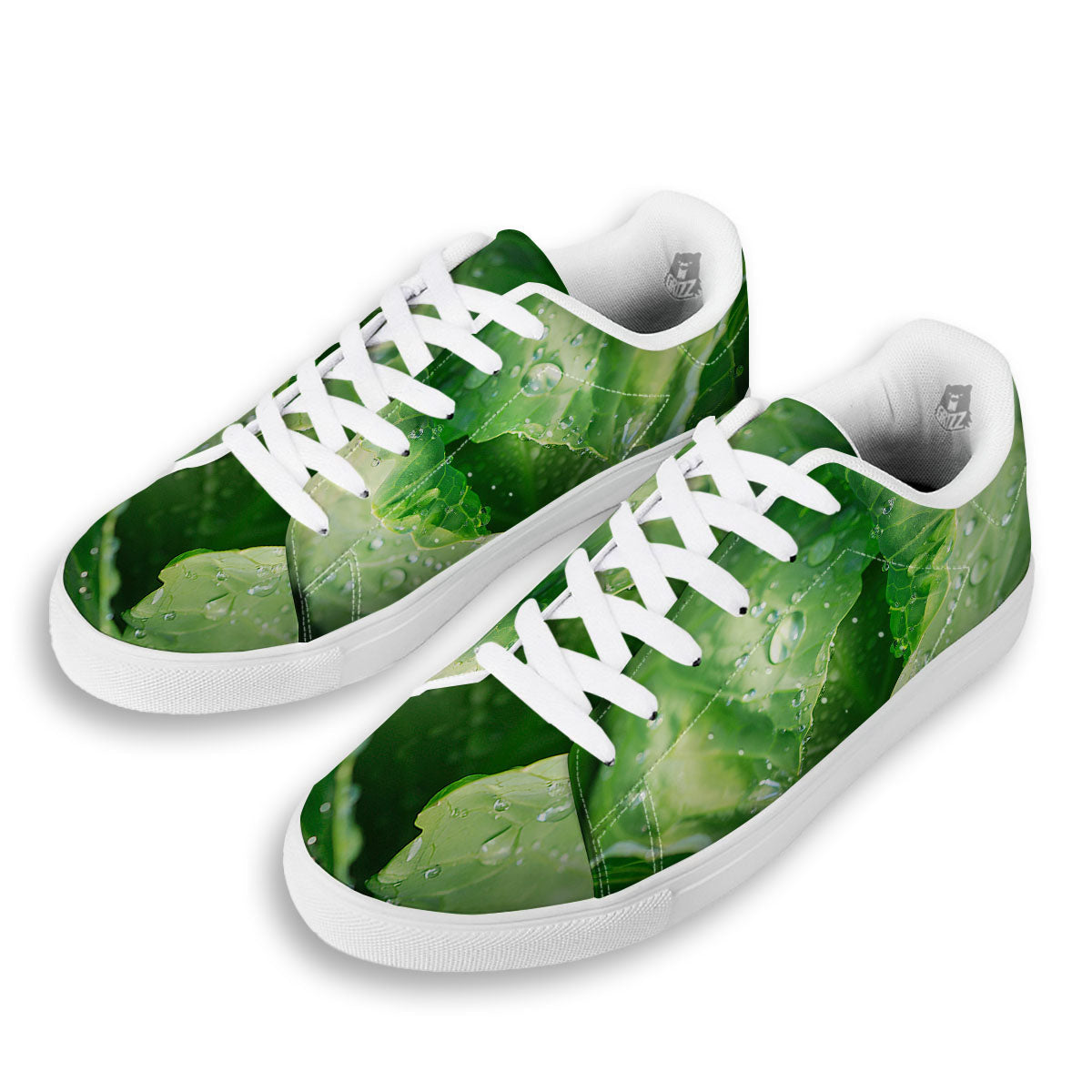 Cabbage Fresh Leaf Print White Low Top Sneakers-grizzshop