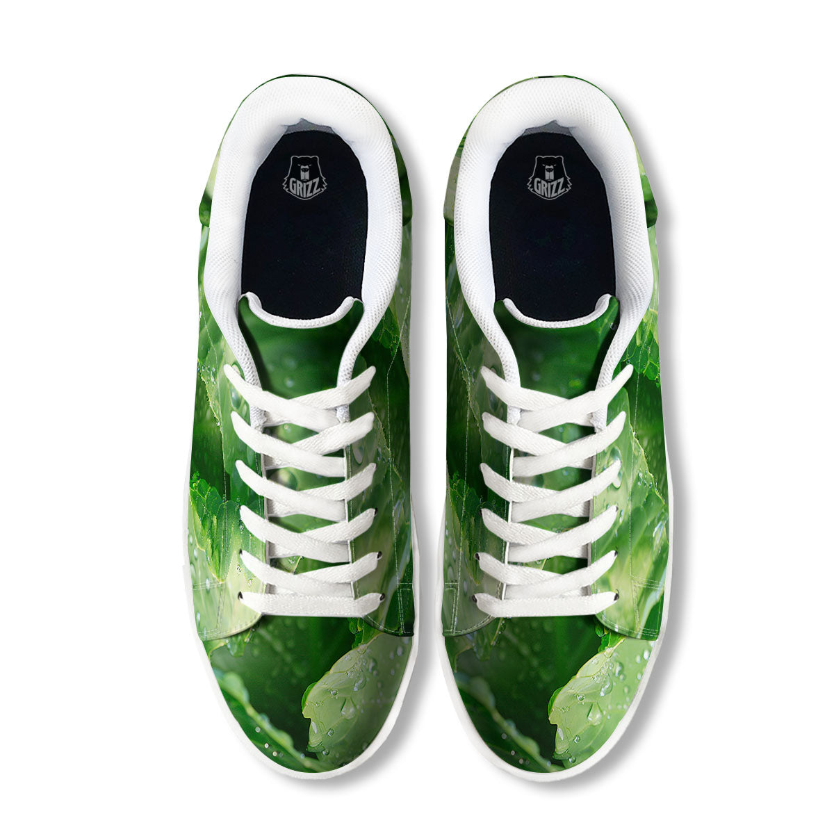 Cabbage Fresh Leaf Print White Low Top Sneakers-grizzshop