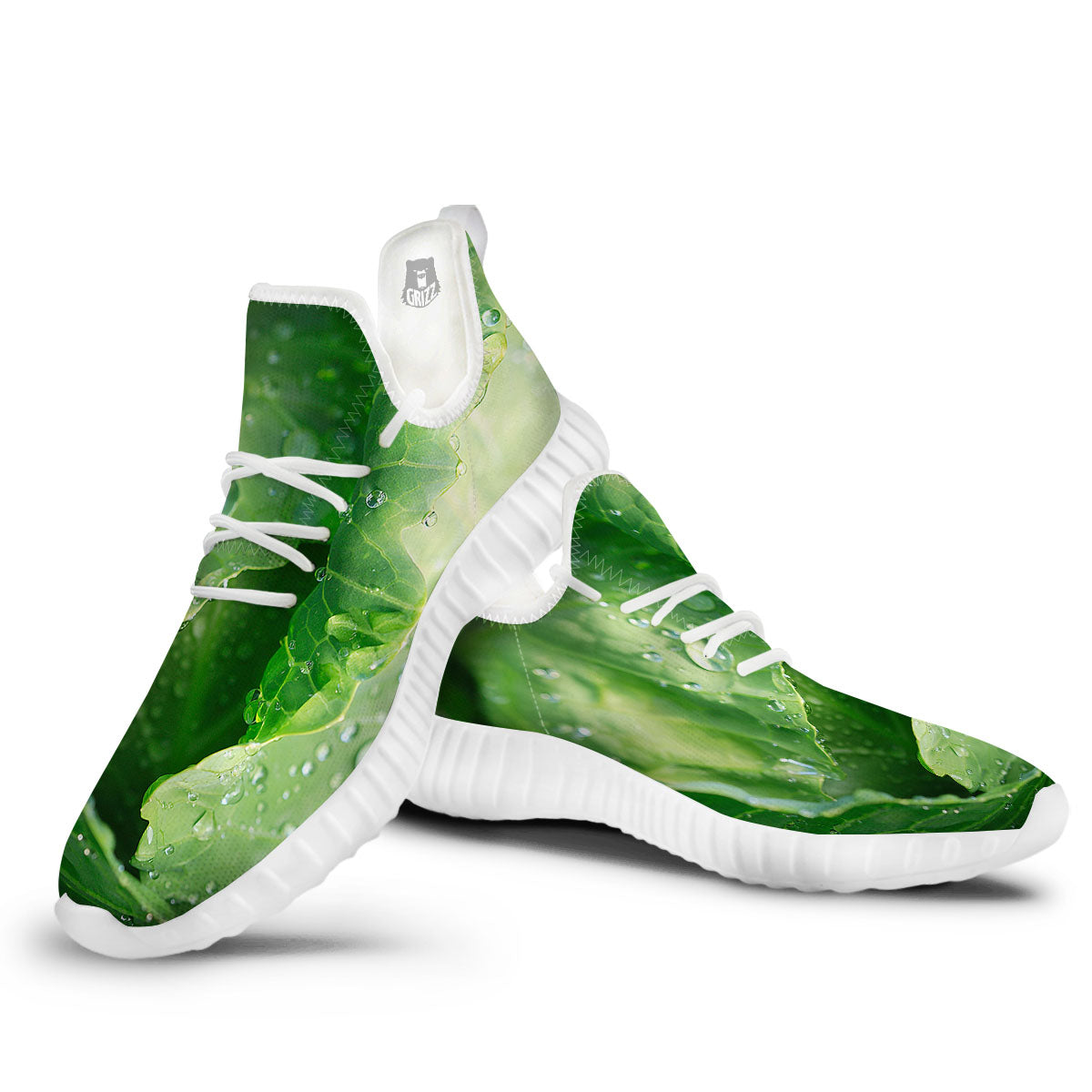 Cabbage Fresh Leaf Print White Walking Shoes-grizzshop