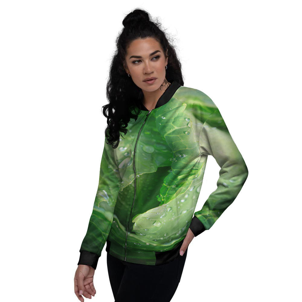 Cabbage Fresh Leaf Print Women's Bomber Jacket-grizzshop