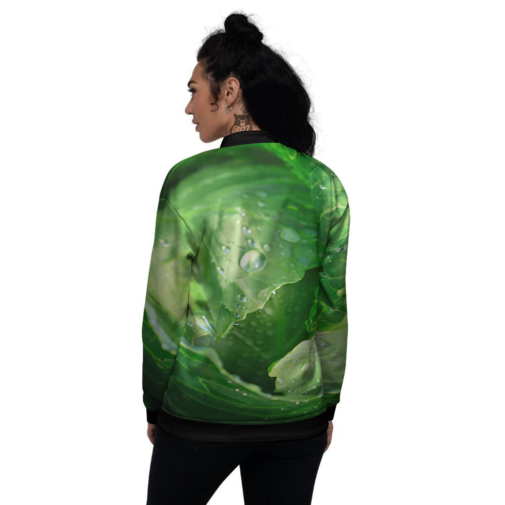Cabbage Fresh Leaf Print Women's Bomber Jacket-grizzshop