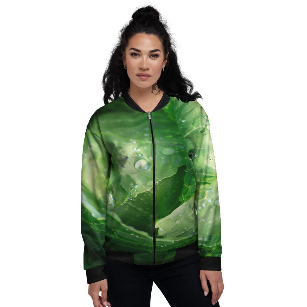 Cabbage Fresh Leaf Print Women's Bomber Jacket-grizzshop
