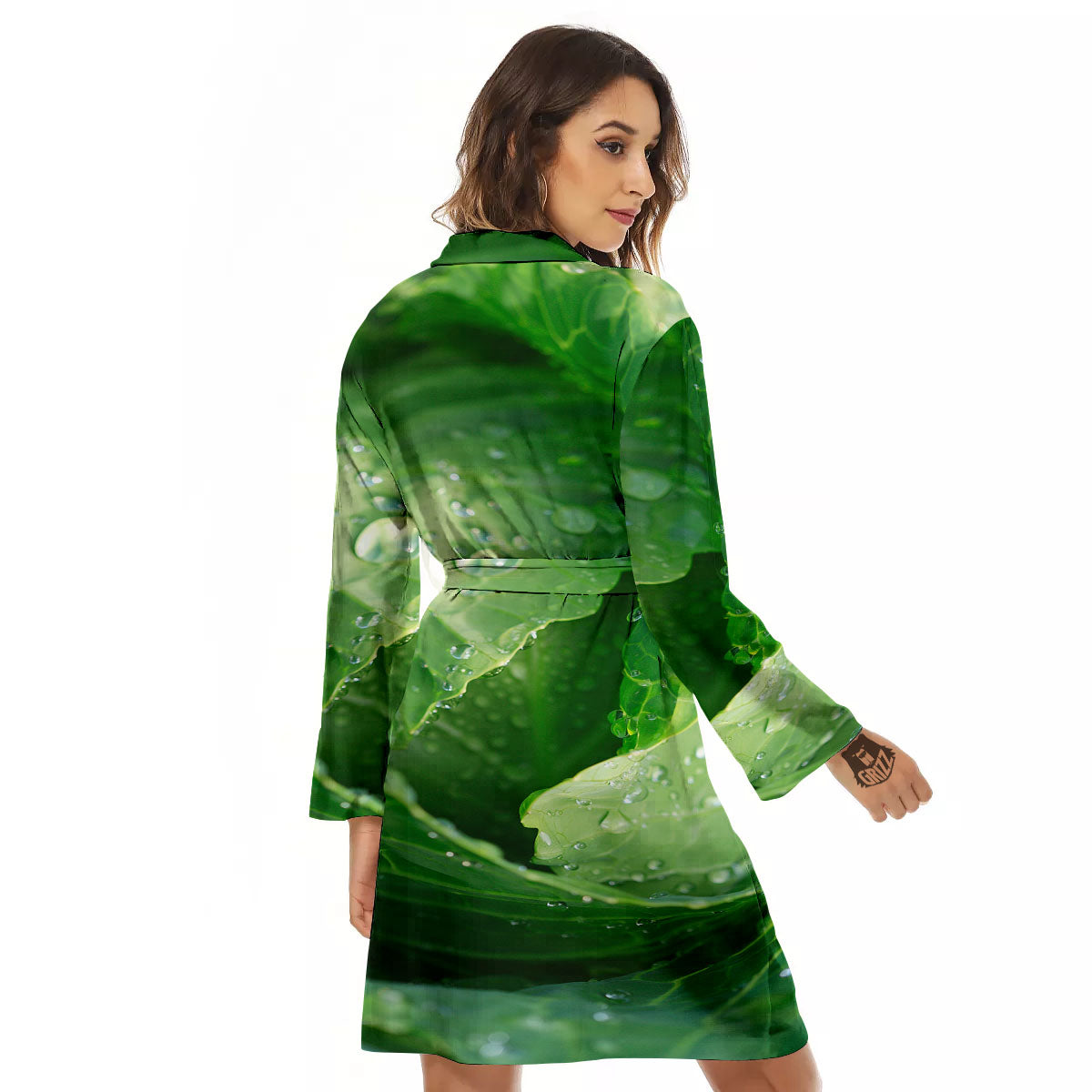 Cabbage Fresh Leaf Print Women's Robe-grizzshop