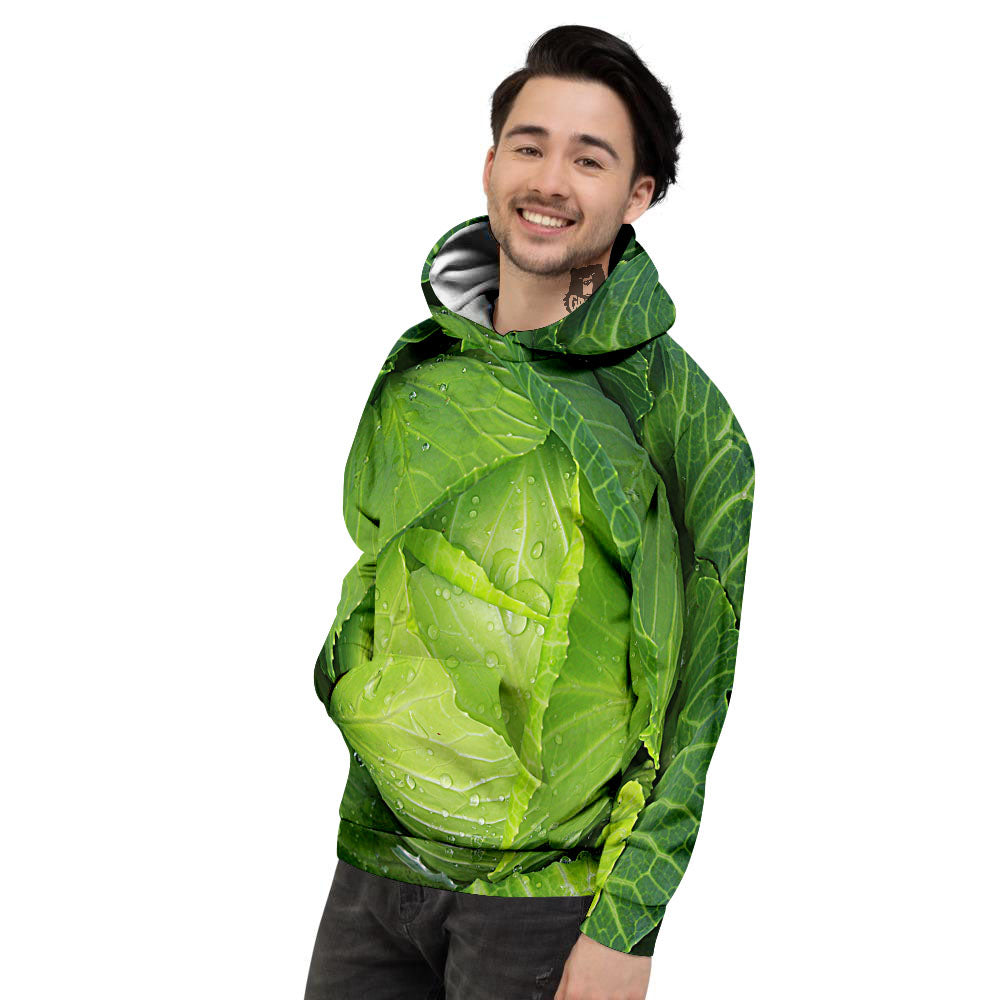 Cabbage Green Print Men's Hoodie-grizzshop