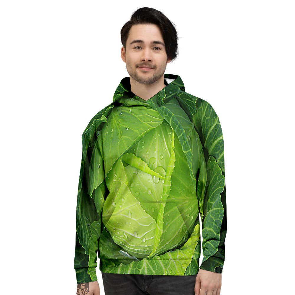 Cabbage Green Print Men's Hoodie-grizzshop