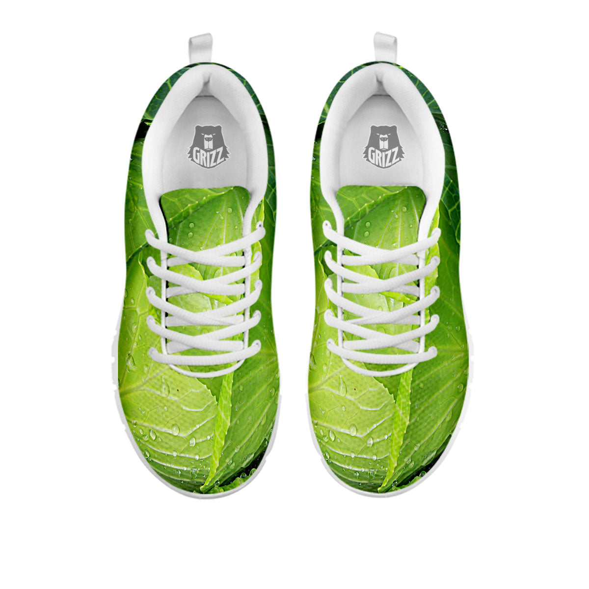 Cabbage Green Print White Sneaker-grizzshop