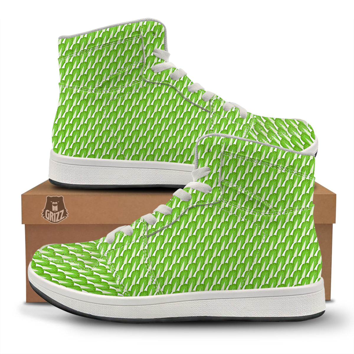 Cabbage Leaf Chinese Print High Top Sneakers-grizzshop