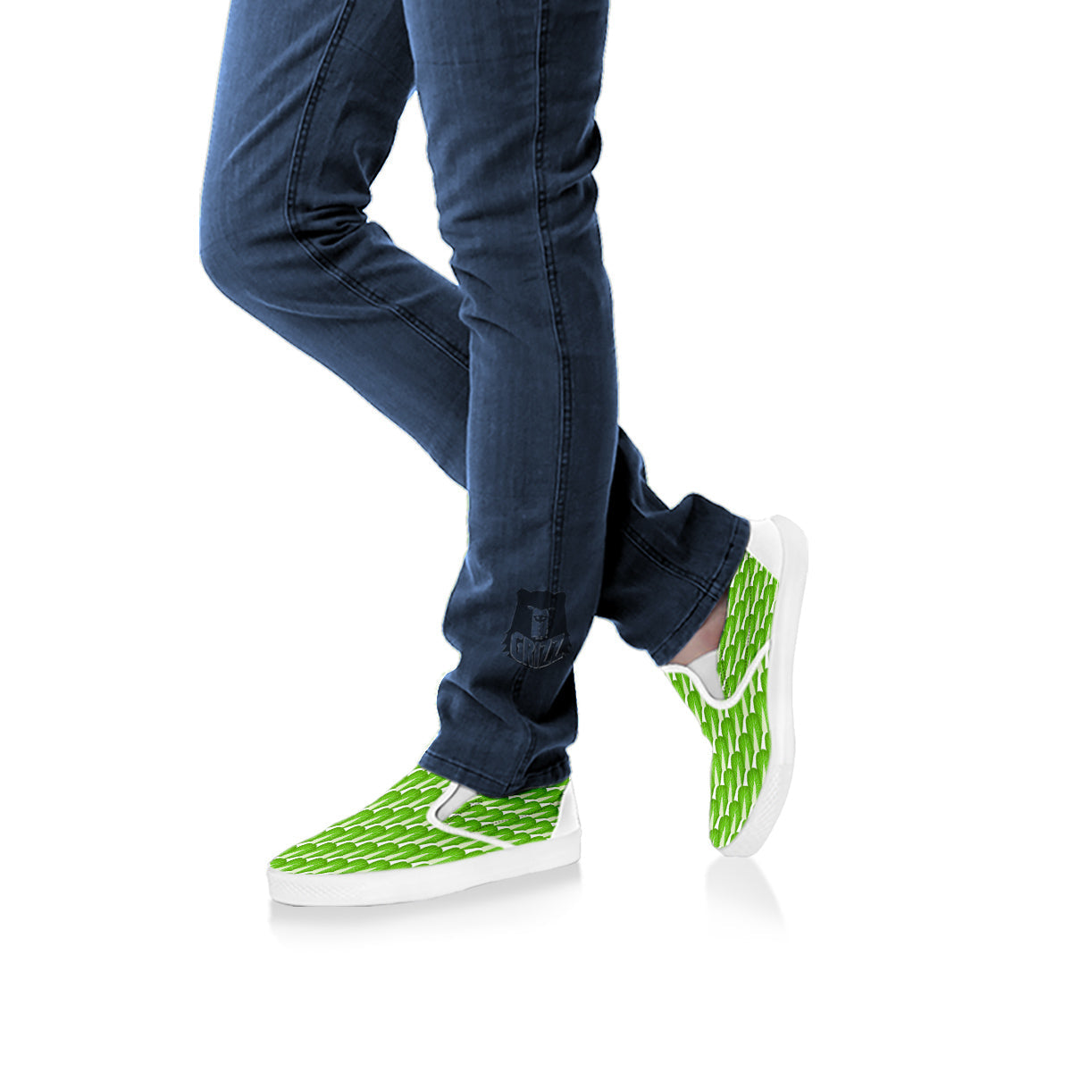 Cabbage Leaf Chinese Print White Slip On Shoes-grizzshop