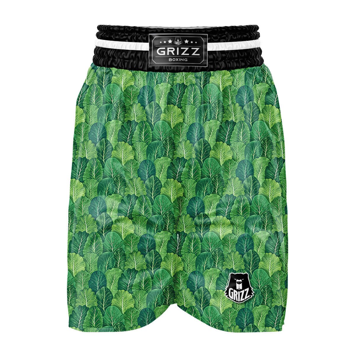 Cabbage Leaf Green Print Boxing Shorts-grizzshop
