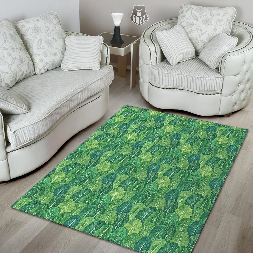 Cabbage Leaf Green Print Floor Mat-grizzshop