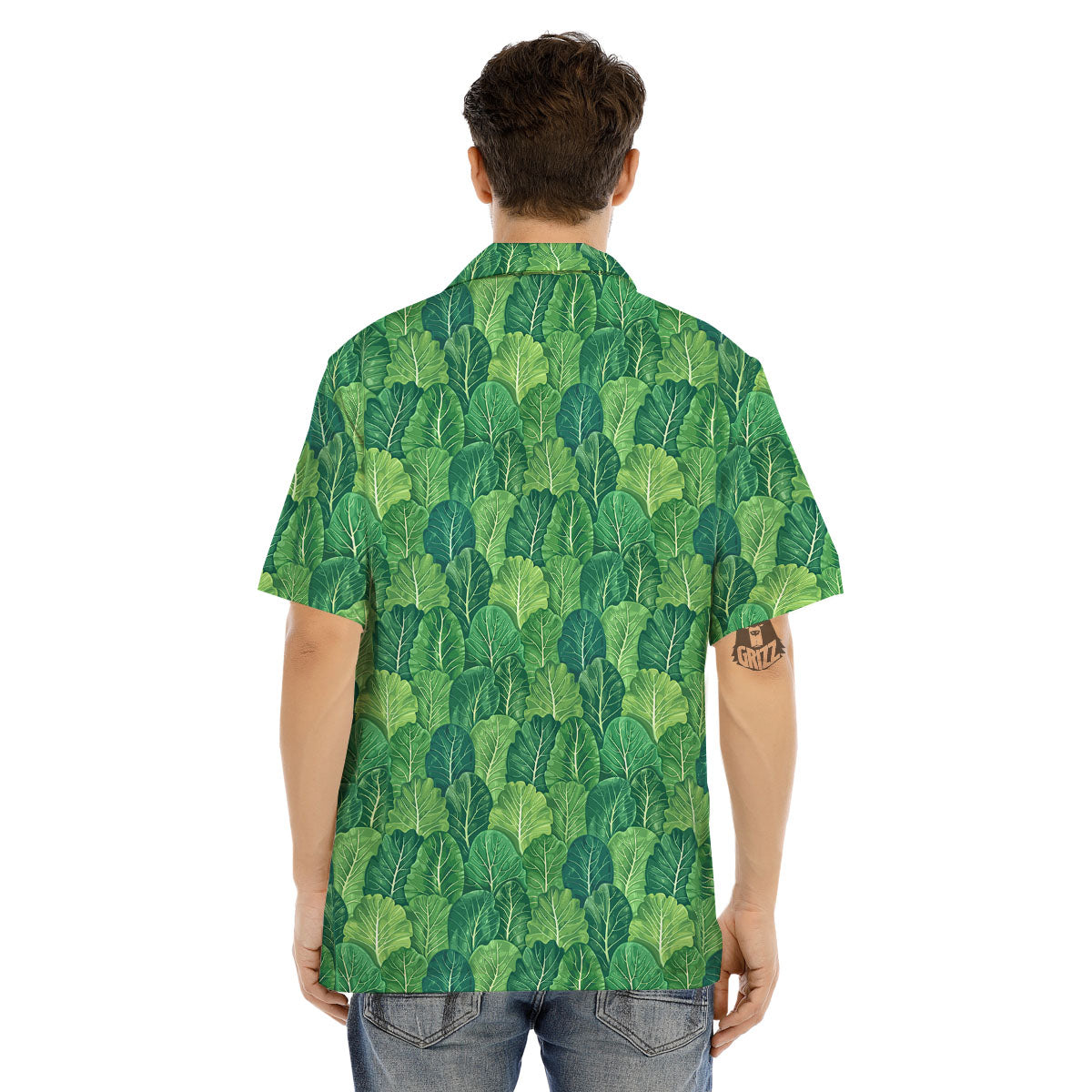 Cabbage Leaf Green Print Men's Hawaiian Shirt-grizzshop