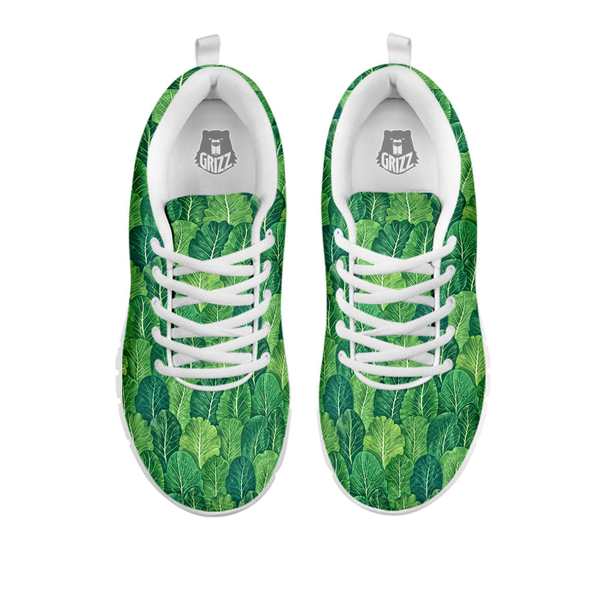 Cabbage Leaf Green Print White Sneaker-grizzshop