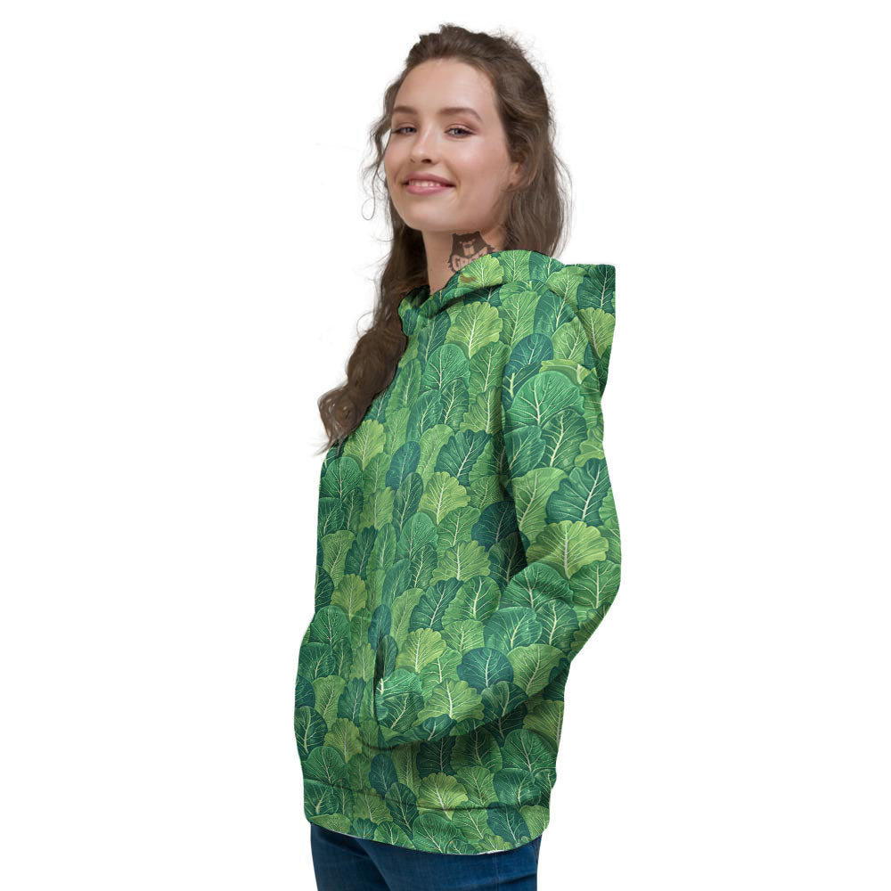 Cabbage Leaf Green Print Women's Hoodie-grizzshop