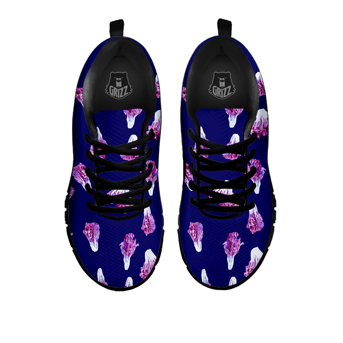 Cabbage Leaves Purple Print Pattern Black Sneaker-grizzshop