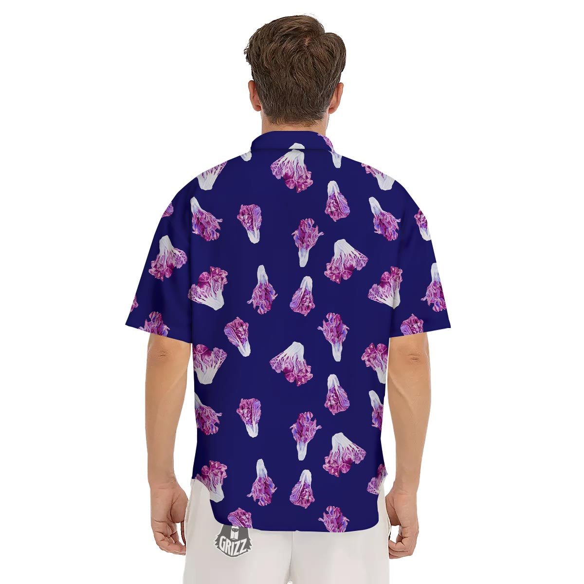 Cabbage Leaves Purple Print Pattern Men's Short Sleeve Shirts-grizzshop