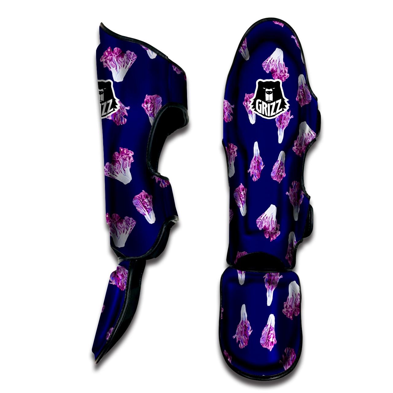 Cabbage Leaves Purple Print Pattern Muay Thai Shin Guards-grizzshop