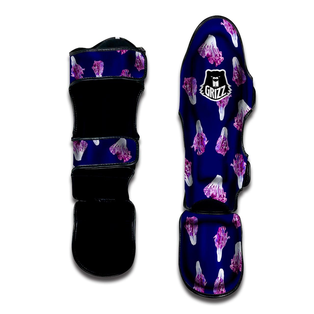 Cabbage Leaves Purple Print Pattern Muay Thai Shin Guards-grizzshop