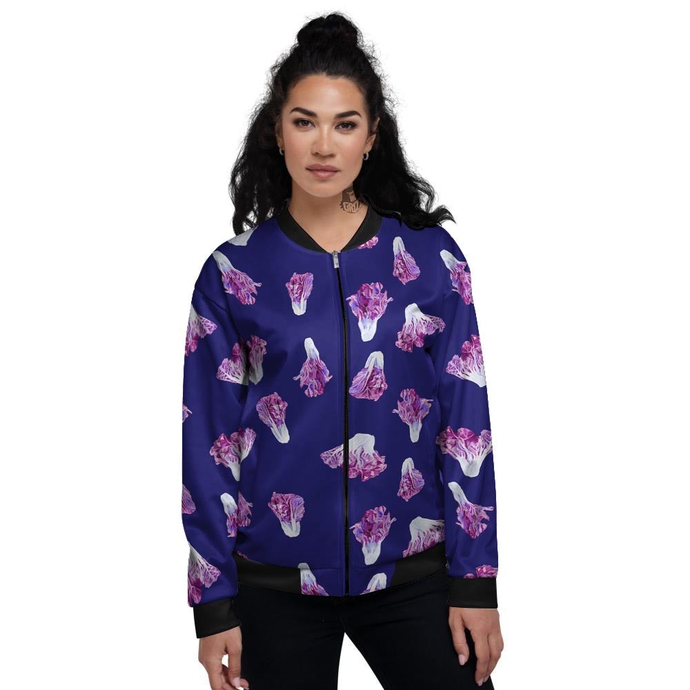 Cabbage Leaves Purple Print Pattern Women's Bomber Jacket-grizzshop