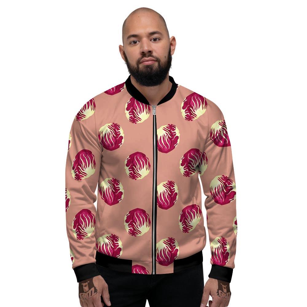 Cabbage Red Print Pattern Men's Bomber Jacket-grizzshop