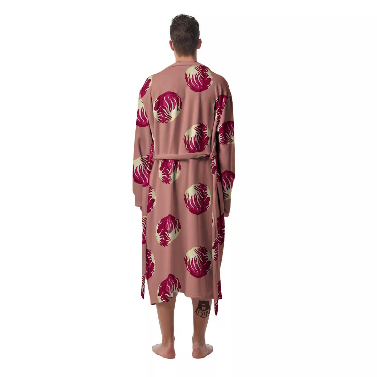 Cabbage Red Print Pattern Men's Robe-grizzshop