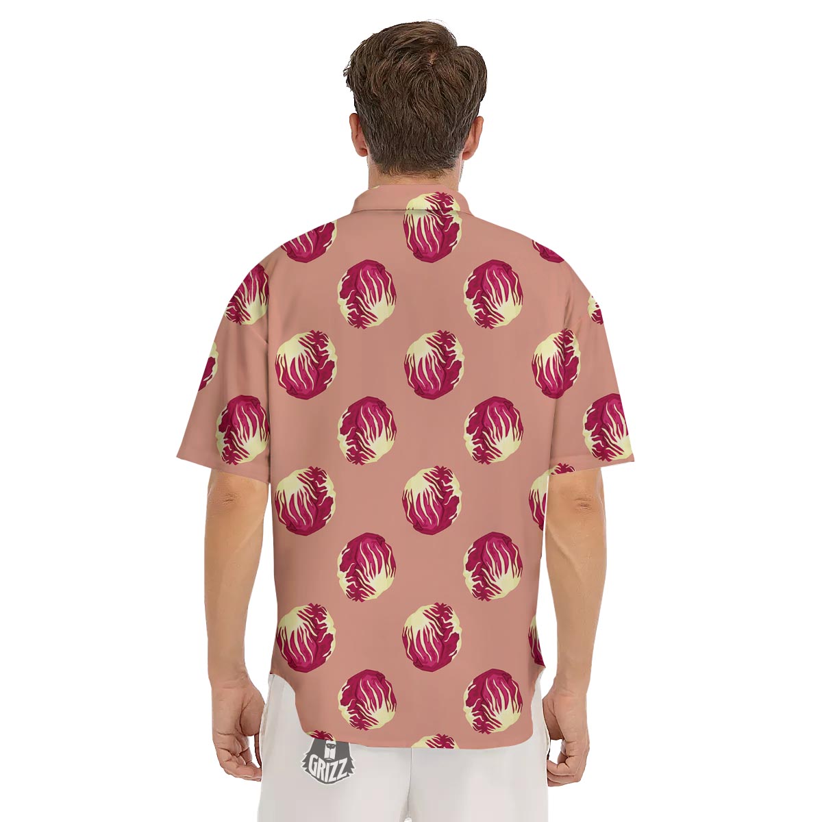 Cabbage Red Print Pattern Men's Short Sleeve Shirts-grizzshop