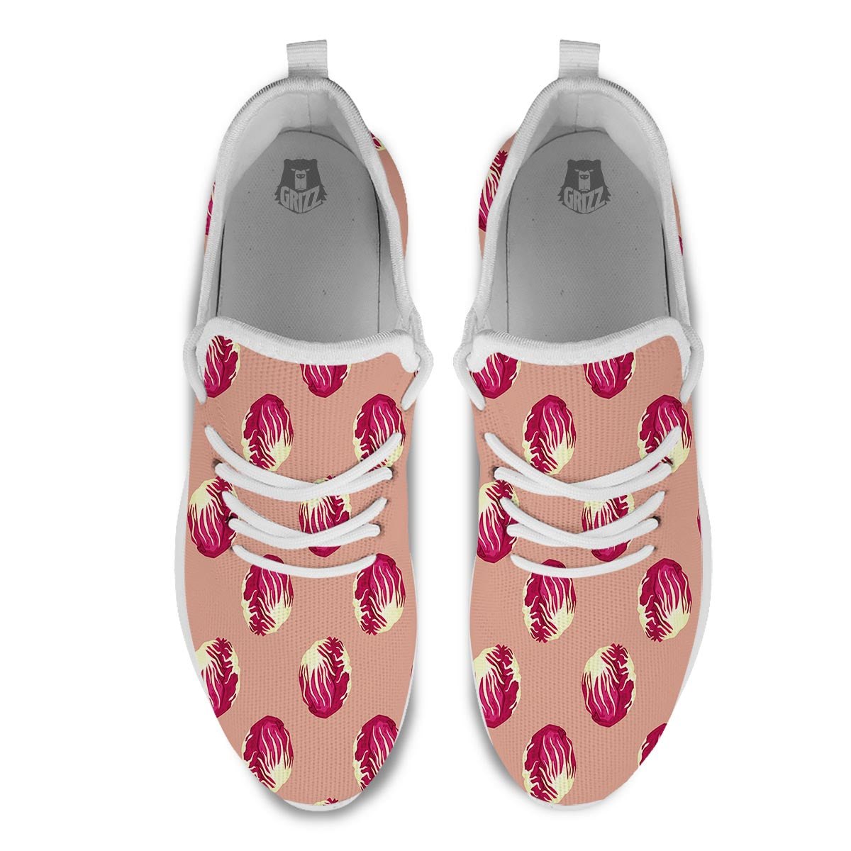 Cabbage Red Print Pattern White Athletic Shoes-grizzshop