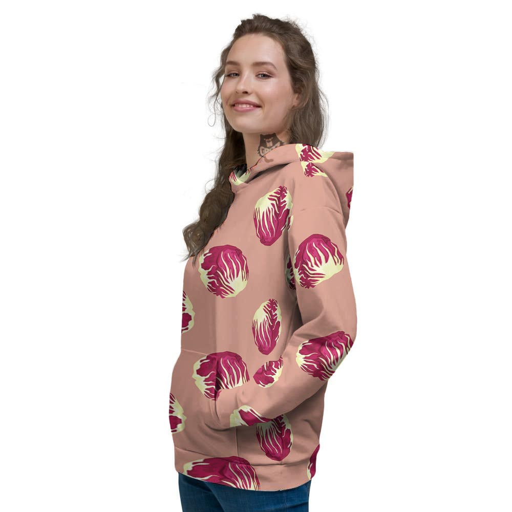Cabbage Red Print Pattern Women's Hoodie-grizzshop