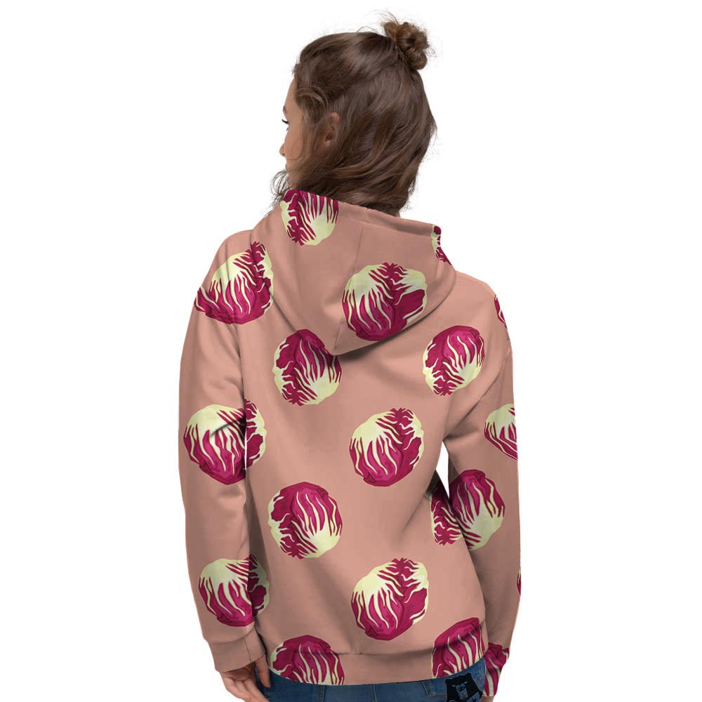 Cabbage Red Print Pattern Women's Hoodie-grizzshop