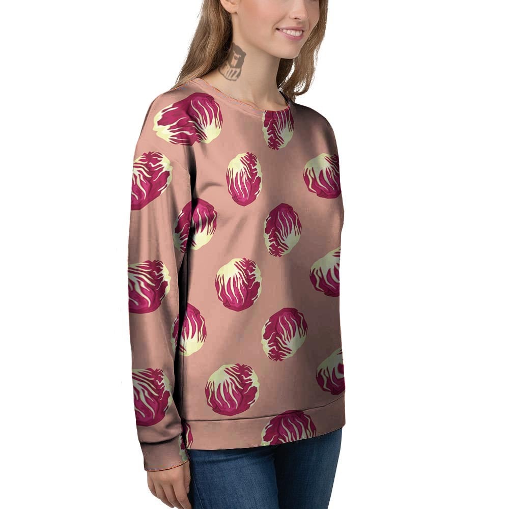 Cabbage Red Print Pattern Women's Sweatshirt-grizzshop